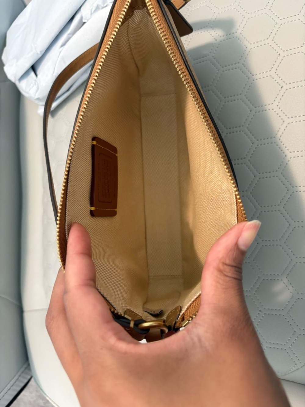 COACH Plaza Bag 22 in Honey Brown - Picture 5 of 6